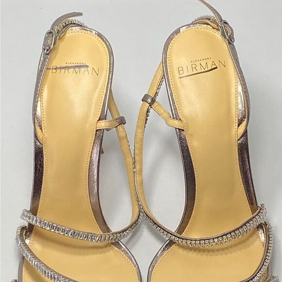 Alexandre Birman Alana 100 Embellished Metallic Leather Sandals size 39 - Picture 10 of 13